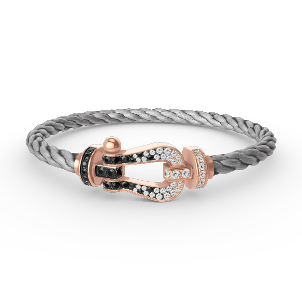 ¡®Veyra Jewelry¡¯FORCE LARGE HORSESHOE BLACK WHITE DIAMOND BRACELET ROSE GOLD