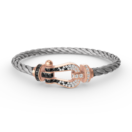 ¡®Veyra Jewelry¡¯FORCE LARGE HORSESHOE BLACK WHITE DIAMOND BRACELET ROSE GOLD