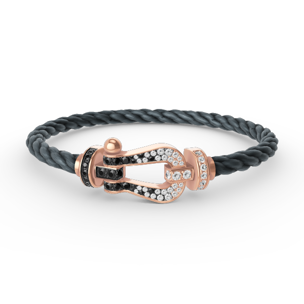 ¡®Veyra Jewelry¡¯FORCE LARGE HORSESHOE BLACK WHITE DIAMOND BRACELET ROSE GOLD