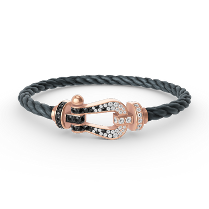 ¡®Veyra Jewelry¡¯FORCE LARGE HORSESHOE BLACK WHITE DIAMOND BRACELET ROSE GOLD
