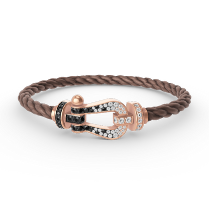 ¡®Veyra Jewelry¡¯FORCE LARGE HORSESHOE BLACK WHITE DIAMOND BRACELET ROSE GOLD