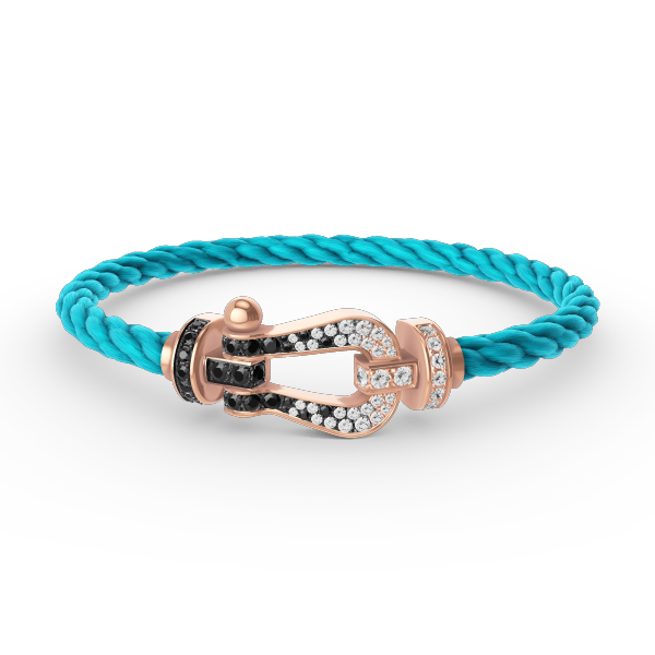 ¡®Veyra Jewelry¡¯FORCE LARGE HORSESHOE BLACK WHITE DIAMOND BRACELET ROSE GOLD