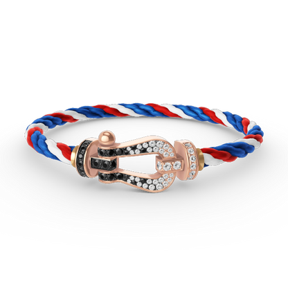 ¡®Veyra Jewelry¡¯FORCE LARGE HORSESHOE BLACK WHITE DIAMOND BRACELET ROSE GOLD