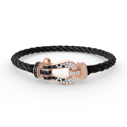 ¡®Veyra Jewelry¡¯FORCE LARGE HORSESHOE BLACK WHITE DIAMOND BRACELET ROSE GOLD