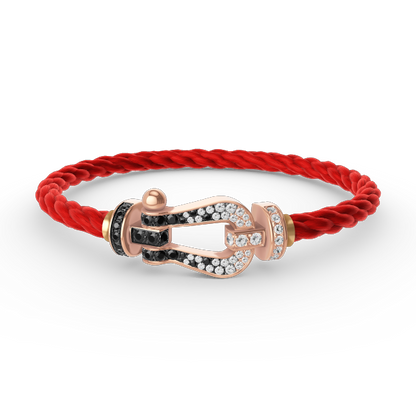 ¡®Veyra Jewelry¡¯FORCE LARGE HORSESHOE BLACK WHITE DIAMOND BRACELET ROSE GOLD