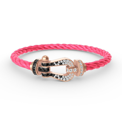 ¡®Veyra Jewelry¡¯FORCE LARGE HORSESHOE BLACK WHITE DIAMOND BRACELET ROSE GOLD