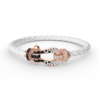 ¡®Veyra Jewelry¡¯FORCE LARGE HORSESHOE BLACK WHITE DIAMOND BRACELET ROSE GOLD