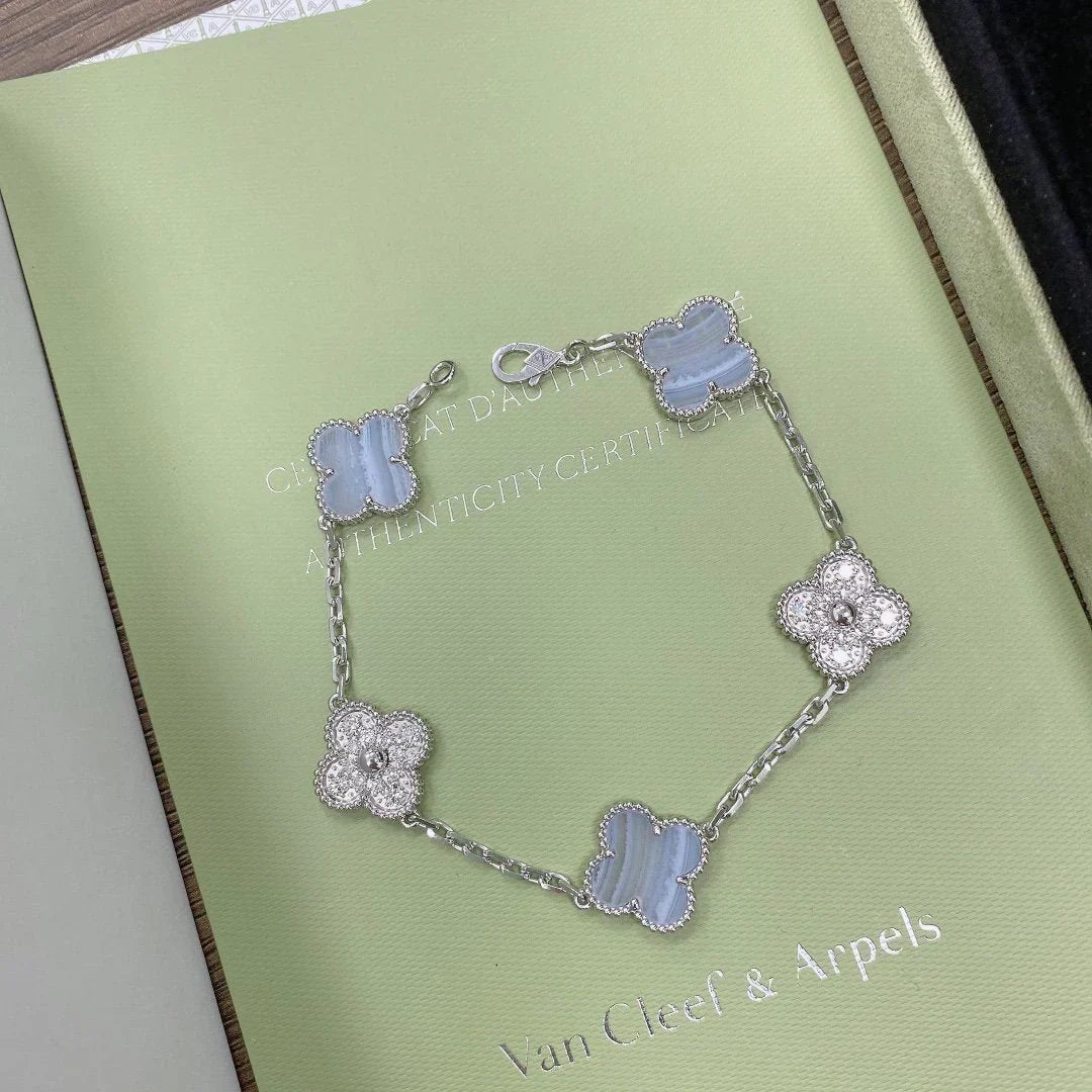 [Veyra Jewelry]New  CLOVER 5 MOTIF PURPLE CHALCEDONY BRACELET COLLECTION