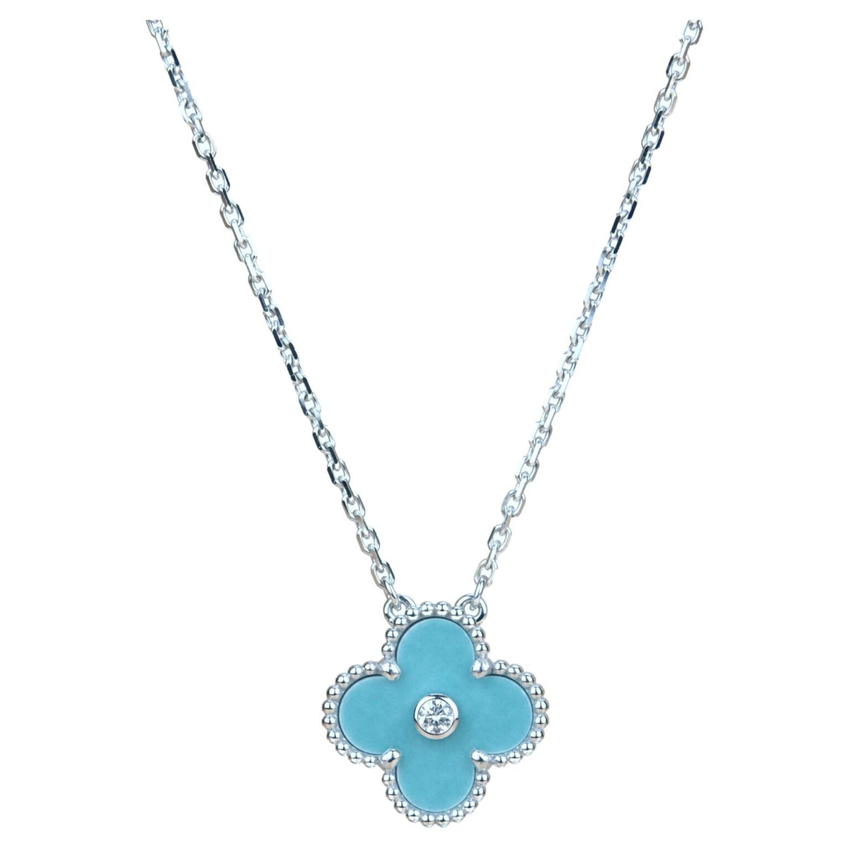 ¡®Veyra Jewelry¡¯CLOVER 15MM DIAMOND SVRES PORCELAIN  NECKLACE SILVER