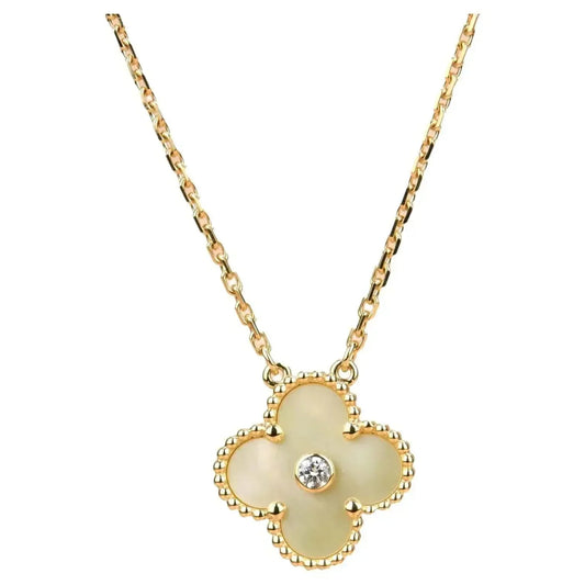 ¡®Veyra Jewelry¡¯CLOVER 15MM DIAMOND GOLD MOTHER OF PEARL NECKLACE