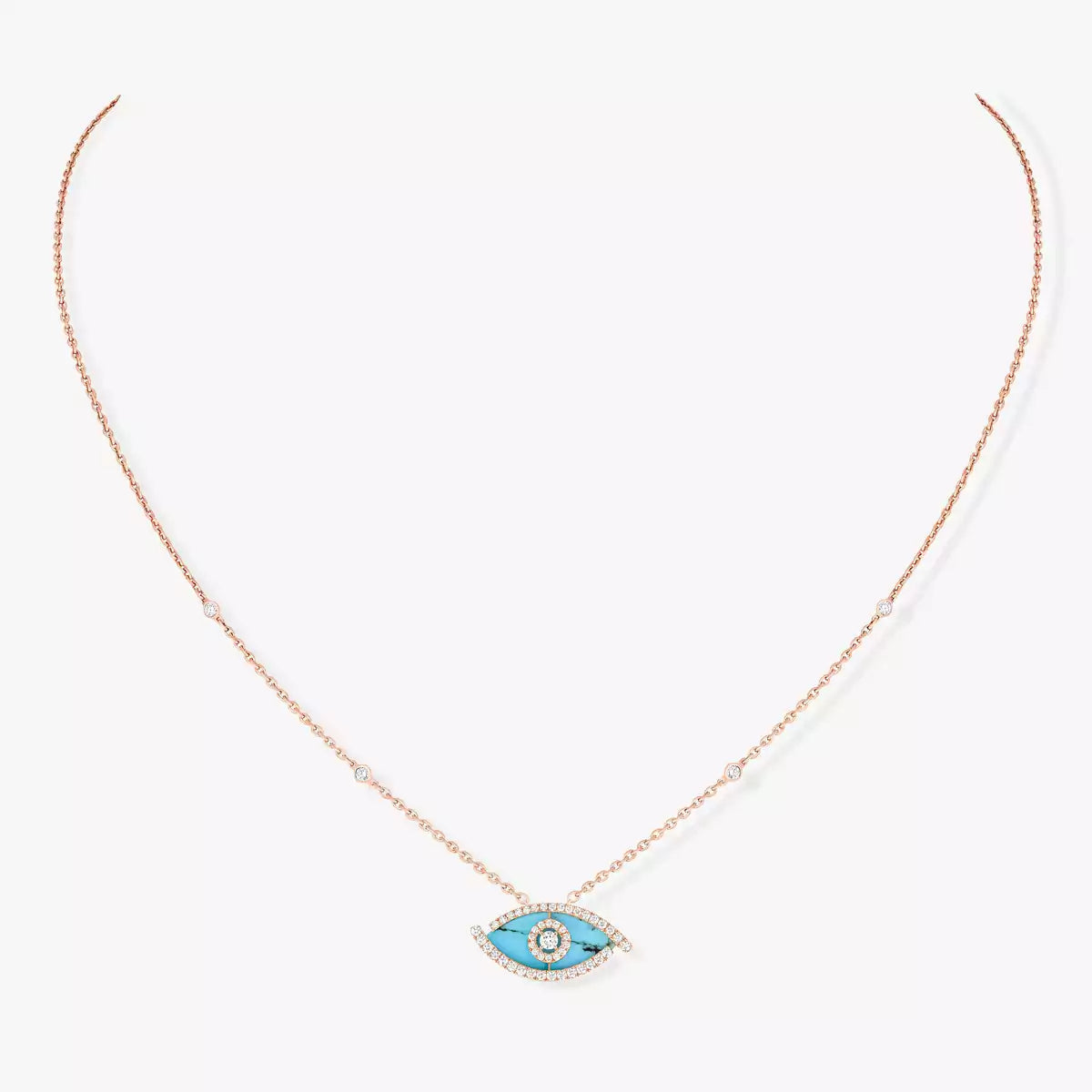 [Veyra Jewelry]Lucky Eye Diamond Necklace in  Gold and Turquoise