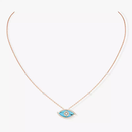 [Veyra Jewelry]Lucky Eye Diamond Necklace in  Gold and Turquoise