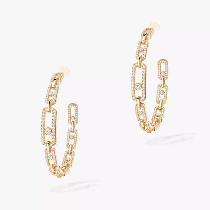 [Veyra Jewelry]Move Link Diamond Hoop Earrings