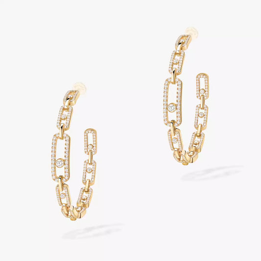 [Veyra Jewelry]Move Link Diamond Hoop Earrings