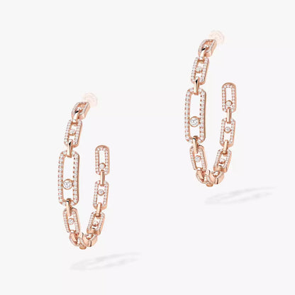 [Veyra Jewelry]Move Link Diamond Hoop Earrings