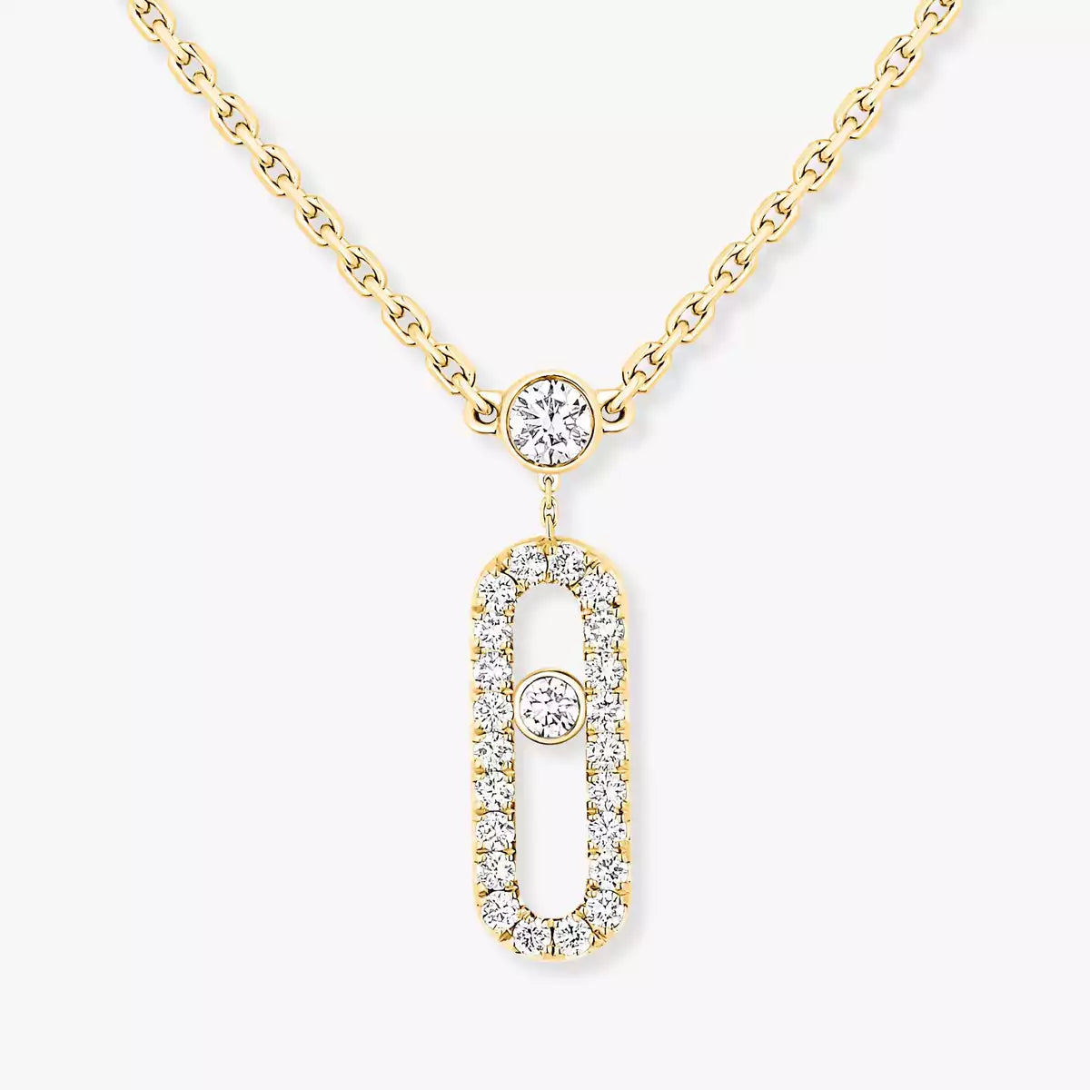 [Veyra Jewelry]2 Rows Rose Gold Diamond Pave_ Necklace Move Uno