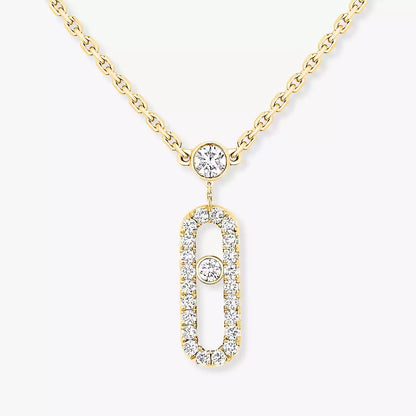 [Veyra Jewelry]2 Rows Rose Gold Diamond Pave_ Necklace Move Uno