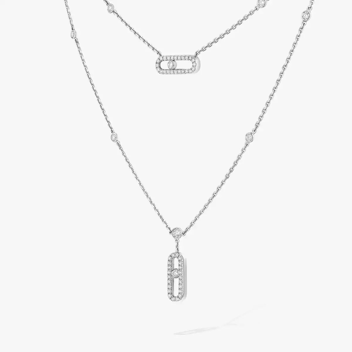 [Veyra Jewelry]2 Rows Rose Gold Diamond Pave_ Necklace Move Uno