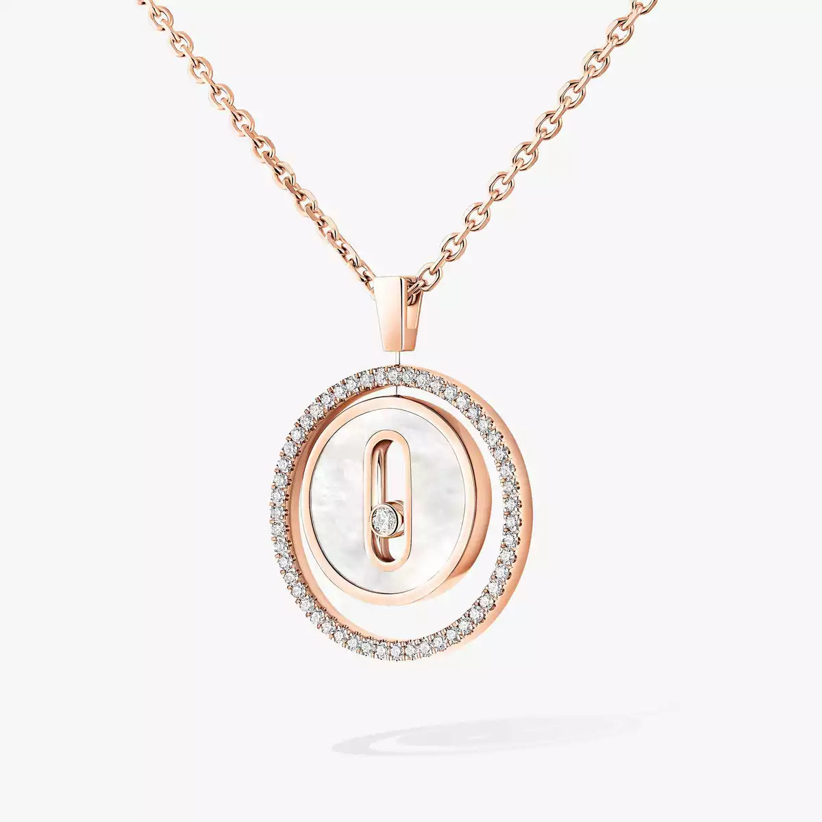 [Veyra Jewelry]Lucky Move Diamond Necklace in Rose Gold and White Mother-of-Pearl