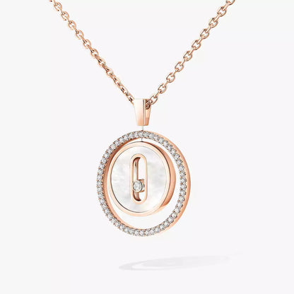 [Veyra Jewelry]Lucky Move Diamond Necklace in Rose Gold and White Mother-of-Pearl