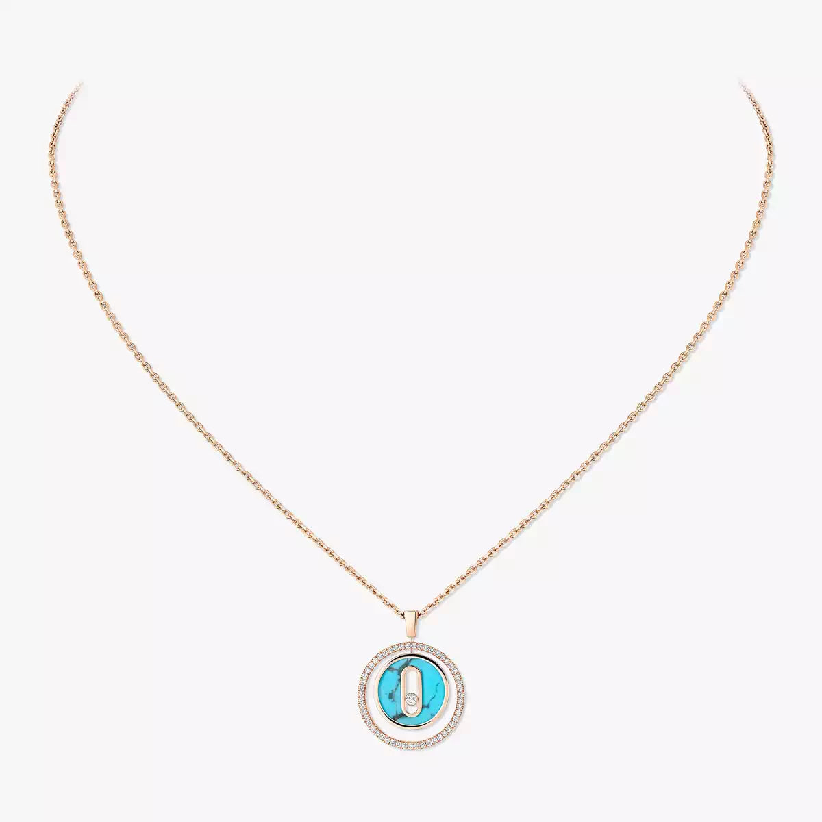 [Veyra Jewelry]Lucky Move Diamond Necklace in Rose Gold and White Mother-of-Pearl