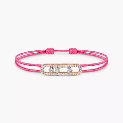 [Veyra Jewelry]Care(Medium-3.5mm) pink cord pavé bracelet