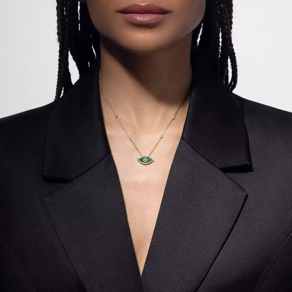 [Veyra Jewelry]Lucky Eye Diamond Necklace in  Gold and Turquoise
