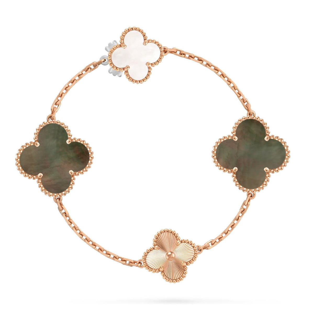 [Veyra Jewelry]DETACHABLE CLOVER 15(11+4) FLOWER ROSE GOLD NECKLACE SET