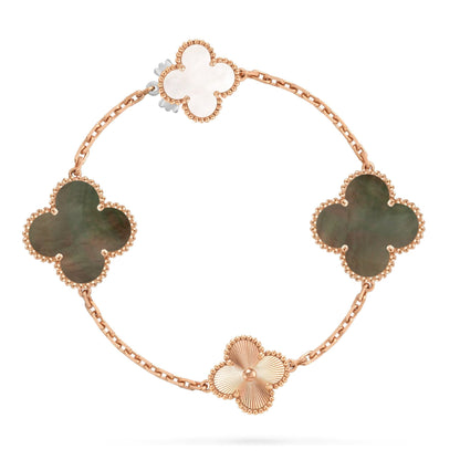 [Veyra Jewelry]DETACHABLE CLOVER 15(11+4) FLOWER ROSE GOLD NECKLACE SET