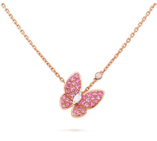 ¡®Veyra Jewelry¡¯BUTTERFLY RED DIAMOND ROSE GOLD NECKLACE