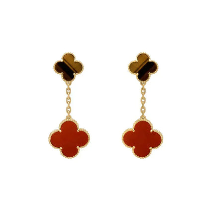 ¡®Veyra Jewelry¡¯CLOVER  2 MOTIF  TIGER EYE CARNELIAN EARRINGS