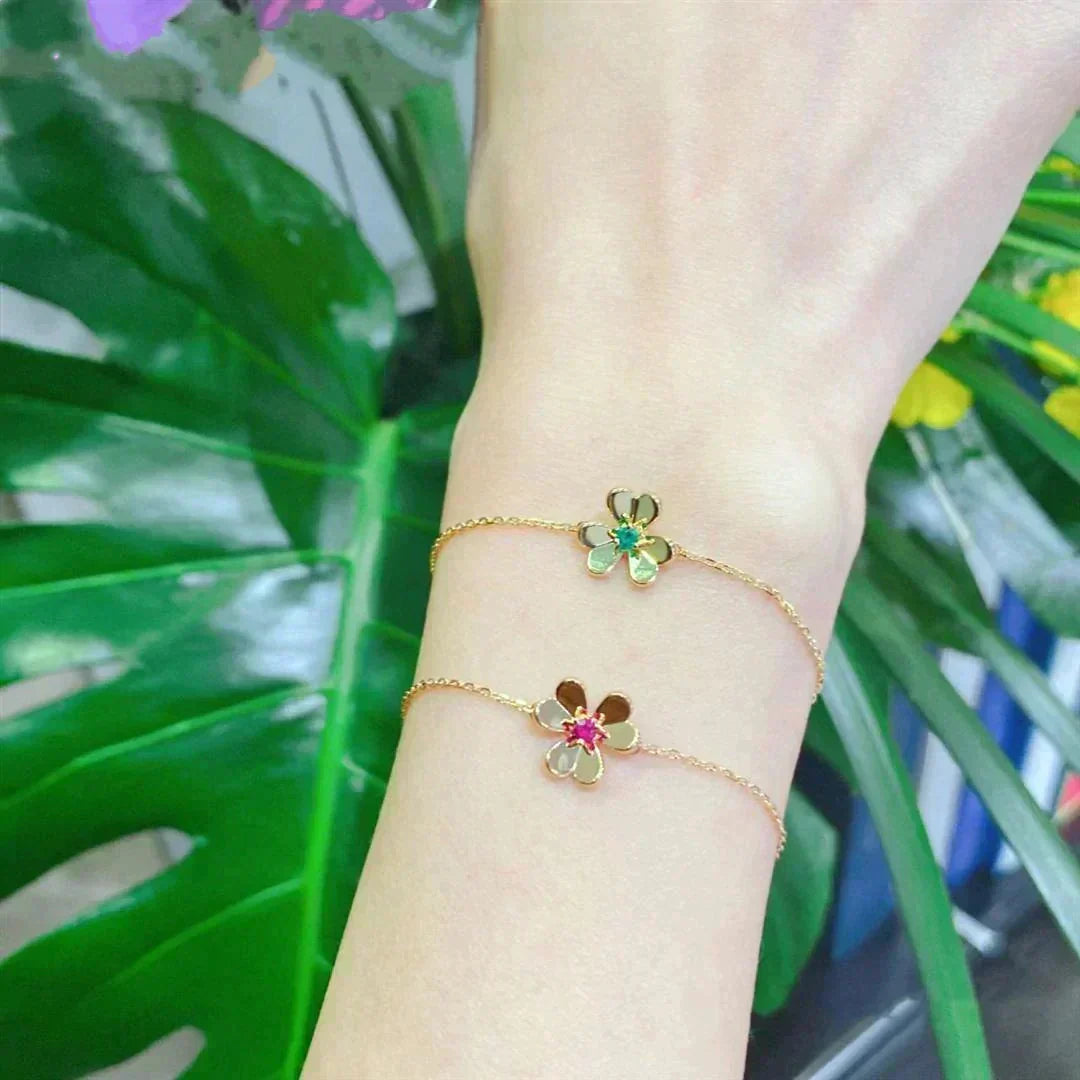 ¡®Veyra Jewelry¡¯FRIVOLE GOLD FLOWER PINK MALACHITE BRACELET