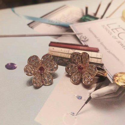 ¡®Veyra Jewelry¡¯FRIVOLE PINK GOLD FLOWER DIAMOND EARRINGS