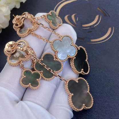 ¡®Veyra Jewelry¡¯CLOVER EARRINGS DARK MOP 4 MOTIFS ROSE GOLD