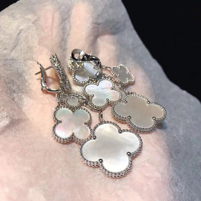 ¡®Veyra Jewelry¡¯CLOVER EARRINGS WHITE MOP 4 MOTIFS SILVER