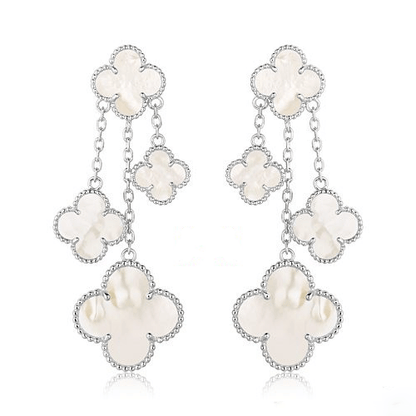 ¡®Veyra Jewelry¡¯CLOVER EARRINGS WHITE MOP 4 MOTIFS SILVER