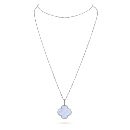 ¡®Veyra Jewelry¡¯CLOVER SILVER CHALCEDONY BIG CLOVER NECKLACE