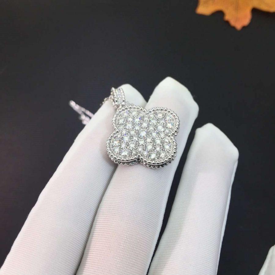 ¡®Veyra Jewelry¡¯CLOVER 25MM SILVER FULL DIAMOND BIG CLOVER NECKLACE