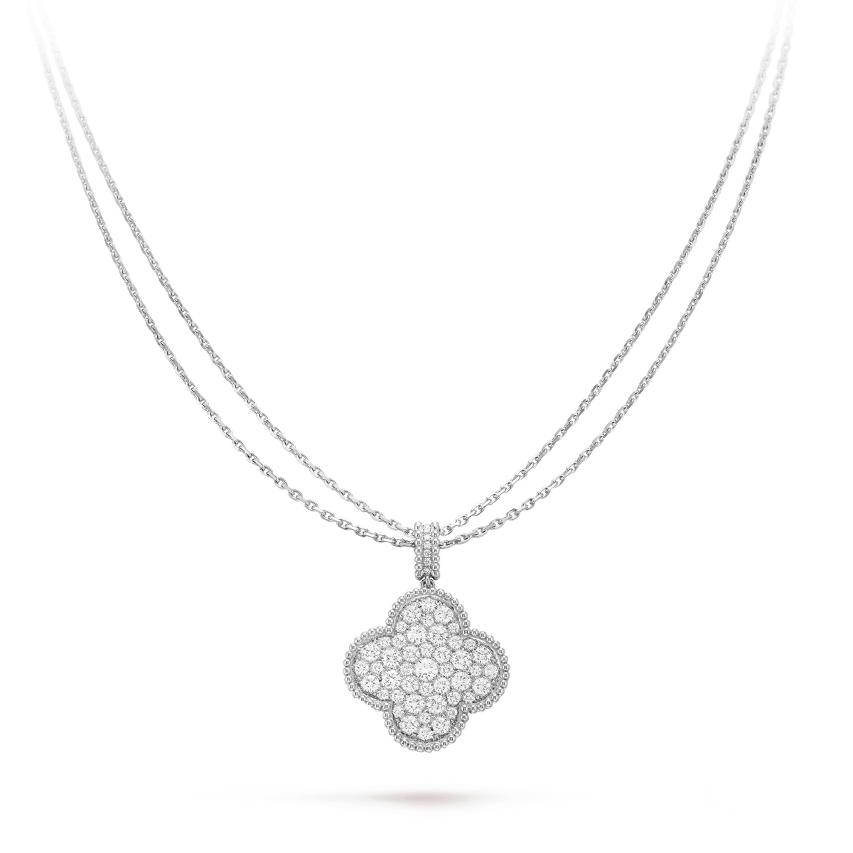 ¡®Veyra Jewelry¡¯CLOVER 25MM SILVER FULL DIAMOND BIG CLOVER NECKLACE