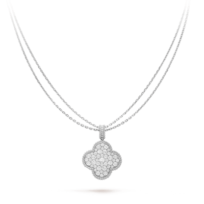 ¡®Veyra Jewelry¡¯CLOVER 25MM SILVER FULL DIAMOND BIG CLOVER NECKLACE
