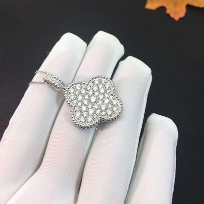 ¡®Veyra Jewelry¡¯CLOVER 25MM SILVER FULL DIAMOND BIG CLOVER NECKLACE