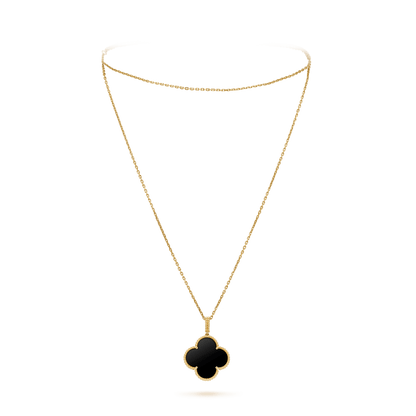 ¡®Veyra Jewelry¡¯CLOVER 25MM GOLD ONYX BIG CLOVER NECKLACE