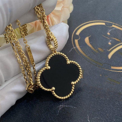 ¡®Veyra Jewelry¡¯CLOVER 25MM GOLD ONYX BIG CLOVER NECKLACE