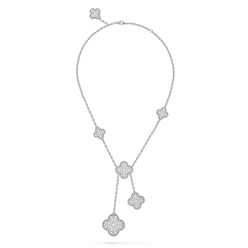 ¡®Veyra Jewelry¡¯CLOVER 5 MOTIFS SILVER DIAMONDS NECKLACE
