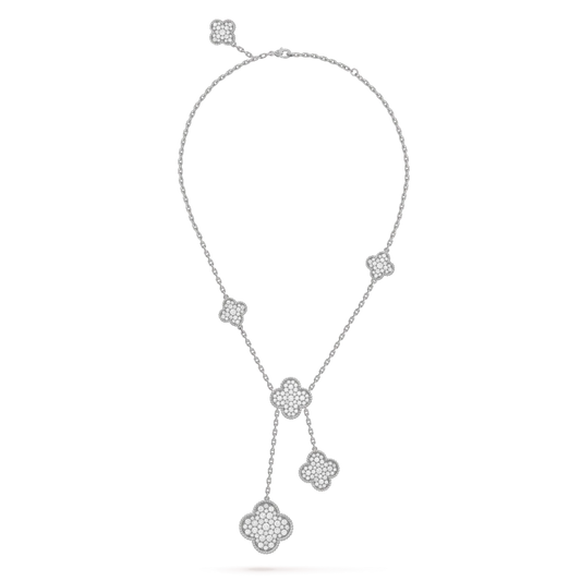 ¡®Veyra Jewelry¡¯CLOVER 5 MOTIFS SILVER DIAMONDS NECKLACE