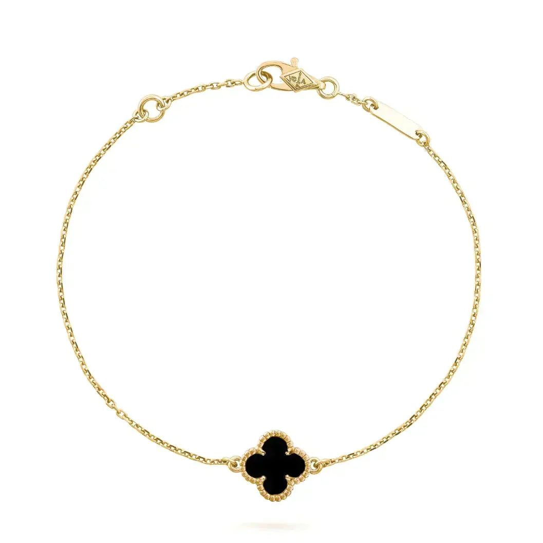¡®Veyra Jewelry¡¯CLOVER ONYX SINGLE FLOWER BRACELET