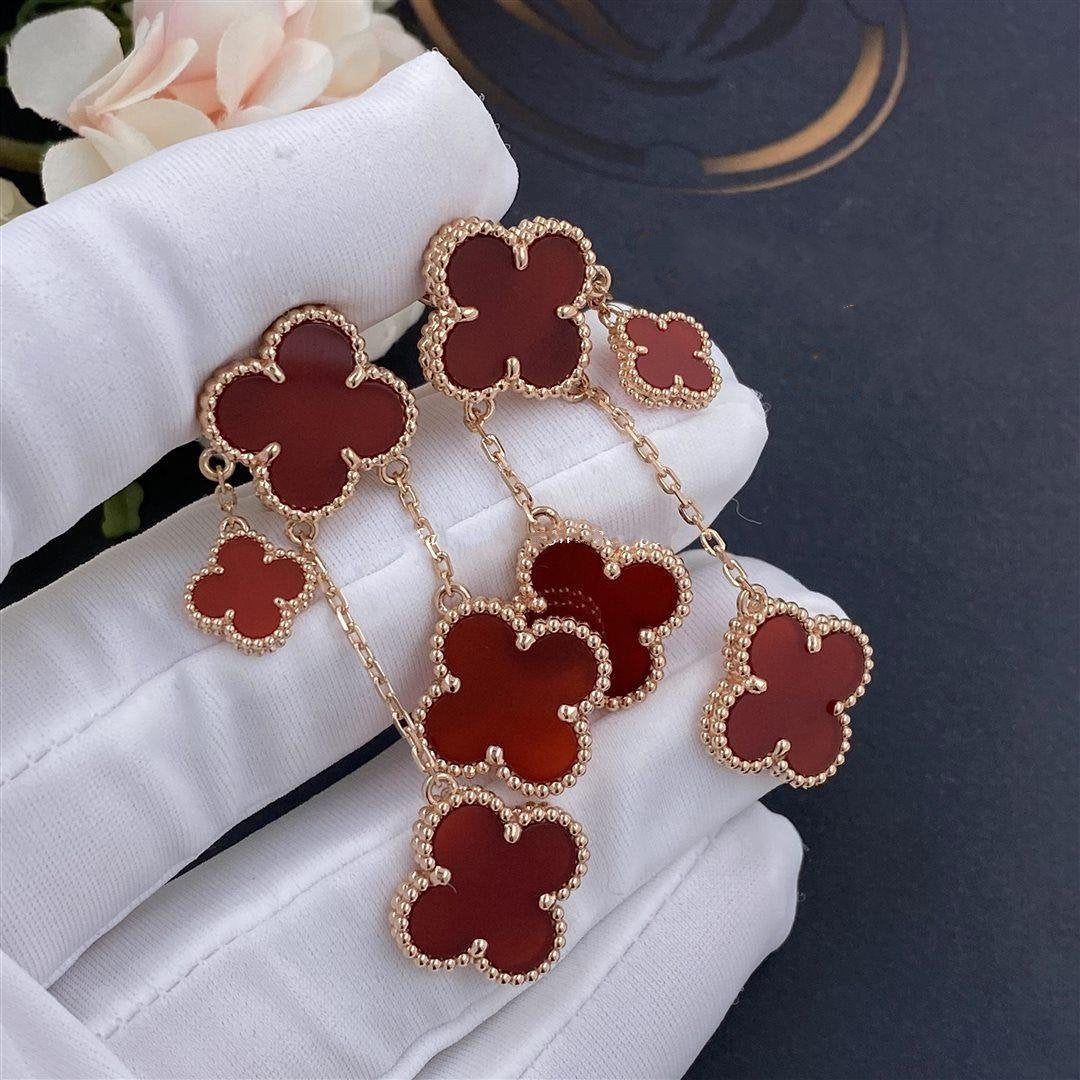 ¡®Veyra Jewelry¡¯CLOVER EARRINGS CARNELIAN 4 MOTIFS PINK GOLD