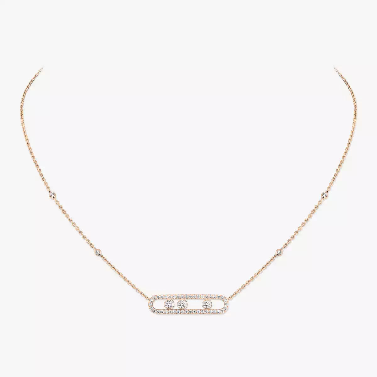 [Veyra Jewelry] Move Pave_ Rose Gold Diamond Necklace