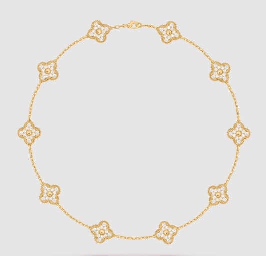 [¡®Veyra Jewelry¡¯]CLOVER 10 MOTIFS FULL DIAMOND NECKLACE