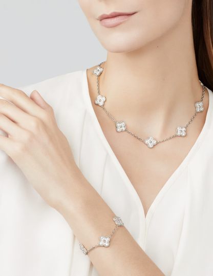 [¡®Veyra Jewelry¡¯]CLOVER 10 MOTIFS FULL DIAMOND NECKLACE